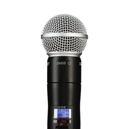 Shure ULXD2-SM58 Wireless Microphone Transmitter semi close up